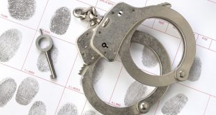 Handcuffs on fingerprint sheet