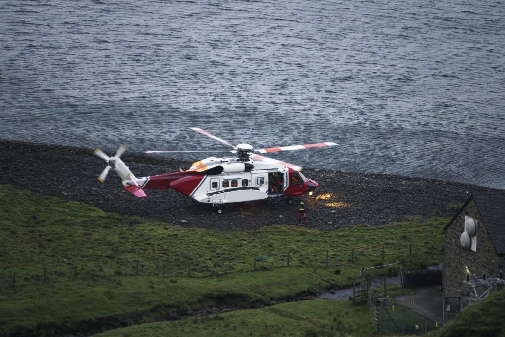 Coastguard helicopter at rescue