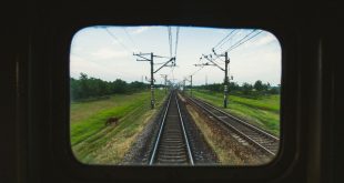 View through train window