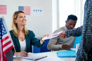 people voting in polling place