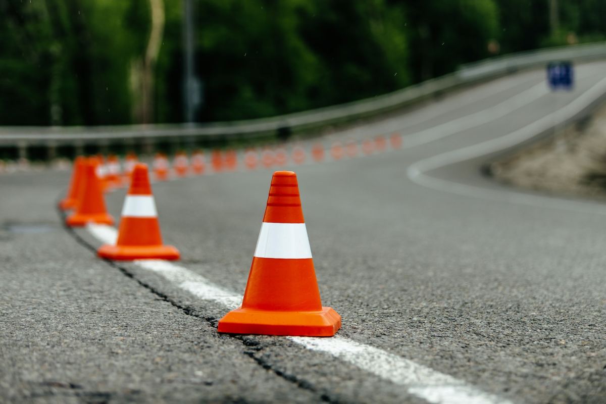 bright orange traffic cones