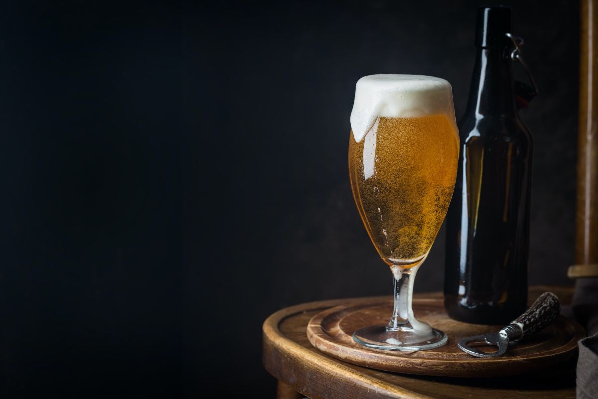 glass beer on dark background