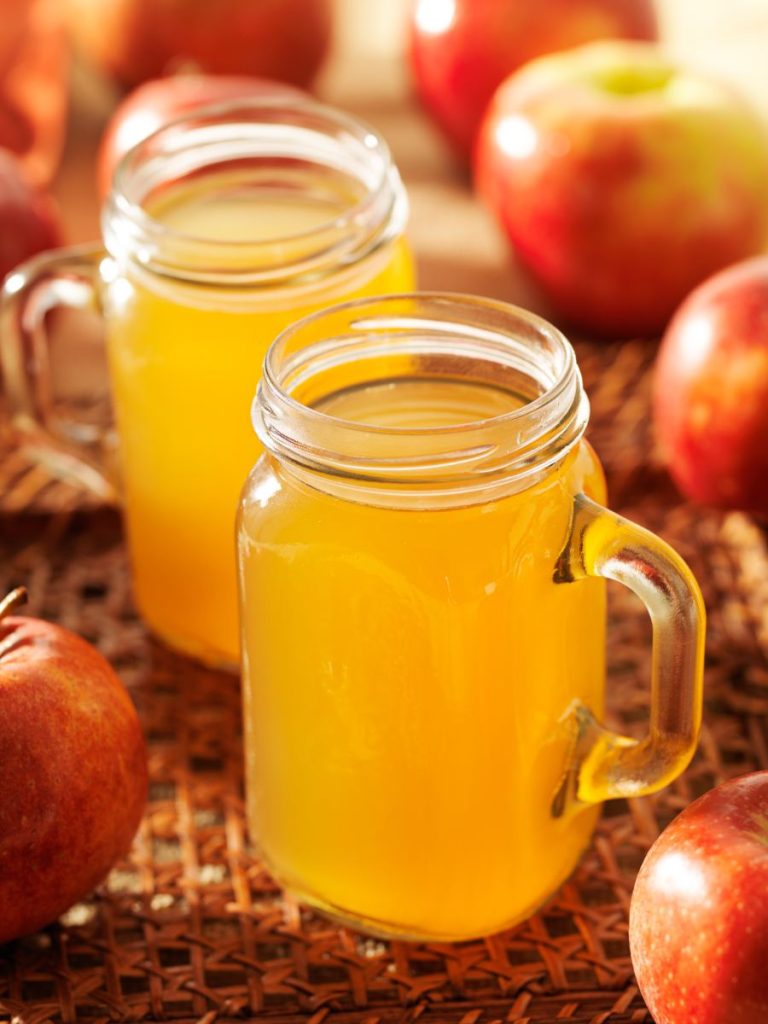 hot apple cider in mason jars