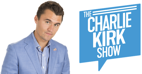 charlie kirk with show logo