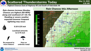 national weather service rain and storm graphic 5 12 25