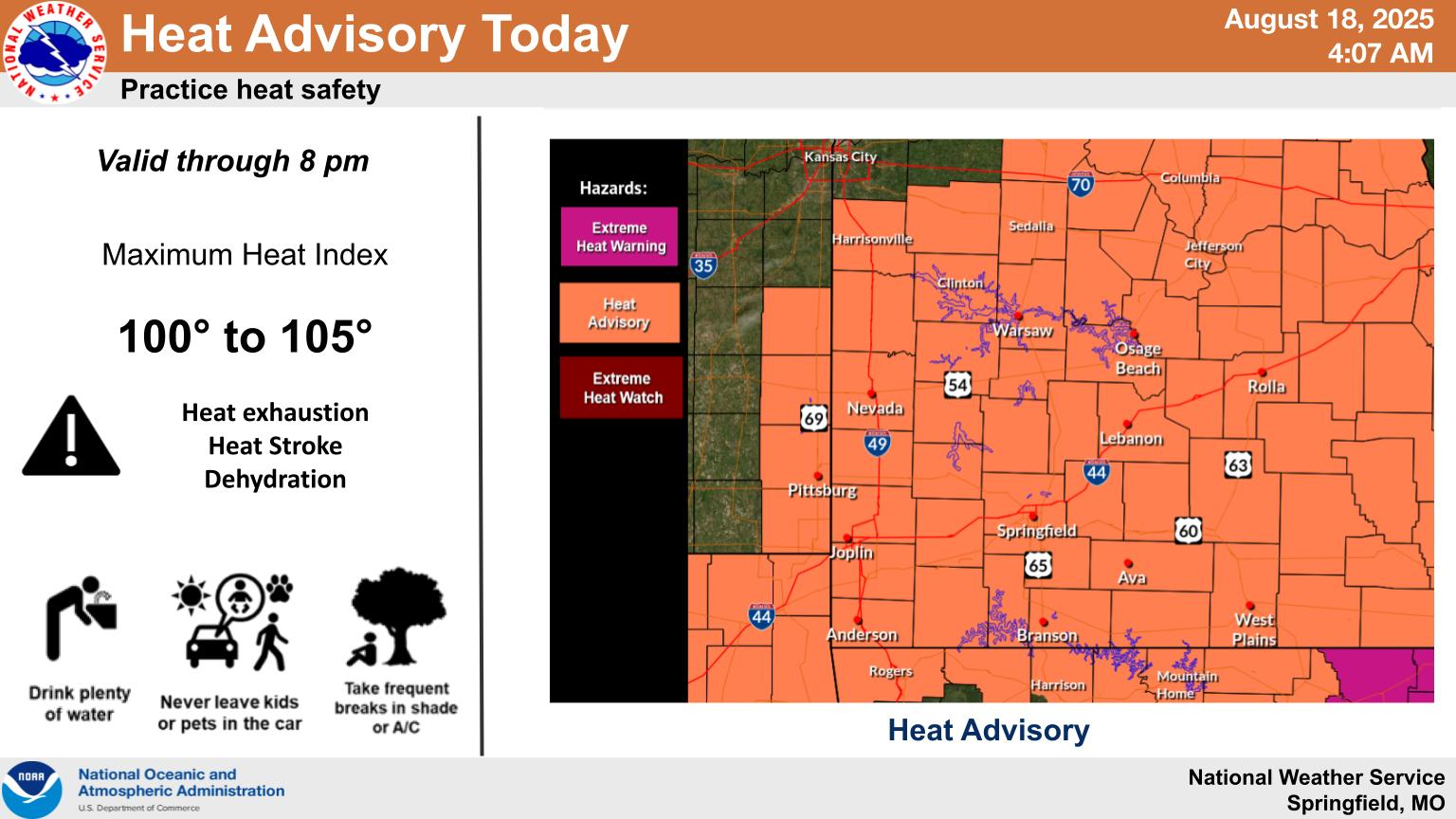 national weather service heat advisory graphic 8 18 25